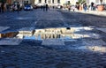 St. PeterÃ¢â¬â¢s Basilica Vatican City puddle reflection. Rome, Italy. Royalty Free Stock Photo