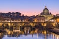 St. Peter\'s Basilica in Vatican City with the Tiber River passing through Rome, Italy Royalty Free Stock Photo