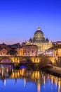 St. Peter\'s Basilica in Vatican City with the Tiber River passing through Rome, Italy Royalty Free Stock Photo