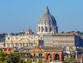 St. Peter\'s basilica in Vatican seen from Pincian hill, Rome, Italy Royalty Free Stock Photo