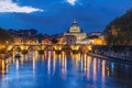 St. Peter`s cathedral at night in Vatican, Rome, Italy. Royalty Free Stock Photo