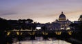 St. Peter`s cathedral in Rome, Italy ,night view background Royalty Free Stock Photo