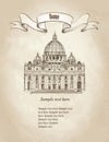 St. Peter's Cathedral, Rome, Italy. Travel Vaticat retro wallpaper