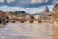 St. Peter`s cathedral and Tiber river in Rome Royalty Free Stock Photo