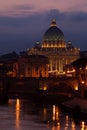 St Peter's Cathedral and Tiber, Rome, Italy