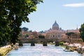 St. Peter`s Cathedral, Vatican, Rome, Italy. Bridge over Tiber, wide angle view Royalty Free Stock Photo