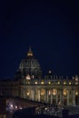 St Peter`s dome anf facade at night, Vatican city Royalty Free Stock Photo