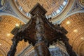 St Peter`s dome by Michelangelo Buonarroti with Bernini`s baldacchino, Vatican city Royalty Free Stock Photo