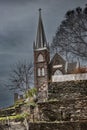 St. Peter\'s Roman Catholic Church in Harpers Ferry, West Virginia sits on a prominent location above Harpers Ferry Royalty Free Stock Photo