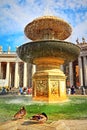 St Peter`s square fountain Vatican Rome Italy