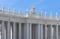 Architectural detail of St. Peter`s Square colonnades in Vatican.