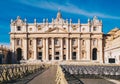 St. Peter's square and Saint Peter's Basilica in the Vatican Cit Royalty Free Stock Photo