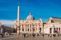 St. Peter`s square and Saint Peter`s Basilica in the Vatican Cit Royalty Free Stock Photo