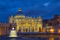 St. Peter`s Square at Sunset. Royalty Free Stock Photo