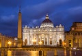 St. Peter`s Square at Sunset. Vatican City Royalty Free Stock Photo