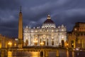 St. Peter`s Square at Sunset. Vatican City, Rome Royalty Free Stock Photo