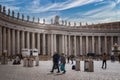 St. Peter& x27;s Square, Vatican Couple Walking, Tourists, Colonnade