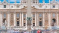St.Peter& x27;s Square full of tourists with St.Peter& x27;s Basilica and the Egyptian obelisk within the Vatican City timelapse Royalty Free Stock Photo