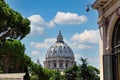 The st peters basilica catholic church dome in rome italy during sunny day.