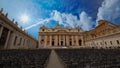 St. Peters Basilica during the day with a beautiful blue sky in the Vatican