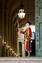 St. Peters Basilica, Vatican, Rome - October 2019: Swiss Guard protecting the Vatican