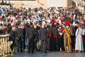 St. Peters Basilica, Vatican, Rome - October 2019: Swiss Guard with security staff with crowd of people in Vatican before arriving