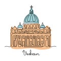 St. Peters Basilica, Vatican vector illustration.