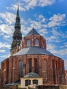 St. Peters cathedral with clock and bell tower in Riga Old Town Royalty Free Stock Photo