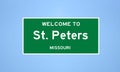 St. Peters, Missouri city limit sign. Town sign from the USA.