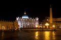 St. Peters square, Vatican Rome. Night view Royalty Free Stock Photo