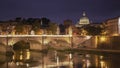 St peters and tiber river at night in the city of rome, italy Royalty Free Stock Photo