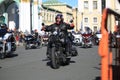St. Petersburg. Bikers are moving along Palace Square at the close of the motorcycle season