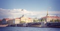 St. Petersburg, buildings of Admiralty on quay of river Neva
