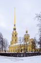 View of the Peter and Paul Cathedral of the Peter and Paul Fortress.