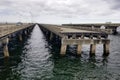 St Petersburg, Florida, U.S - October 20, 2020 - The view of the Bob Graham Sunshine Skyway Bridge and fishing pier during a