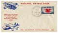 St. Petersburg, Florida, The USA  - 14 May 1938: US historical envelope: cover with cachet National Air mail week, old airplane an Royalty Free Stock Photo