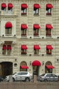 St. Petersburg, a house with red awnings Royalty Free Stock Photo