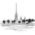 St. Petersburg landmark, Russia. Travel landmark illustration