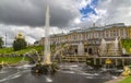 View of the Grand Palace, the cascade of fountains and the main Samson fountain Royalty Free Stock Photo