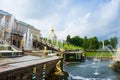 Fountain Grand Cascade in the Lower Park of Peterhof, Petrodvorets, St. Petersburg Royalty Free Stock Photo