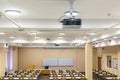 Interior of empty University audiences modern school classroom for student during study, lecture and conference