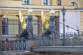 Sculptures of Griffins on the Bank Bridge. Saint Petersburg Royalty Free Stock Photo