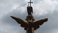 Sculpture of Golden Two-headed Eagle and Angel with a Cross on a top of Alexander Column Royalty Free Stock Photo