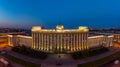 16 08 2018 - ST PETERSBURG, RUSSIA: Beautiful panorama view from drone, to the House of Soviets and monument Lenin and