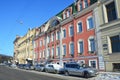 St. Petersburg, Russia, February, 27, 2018. Cars near house 14 on the embankment of Fontanka river. The house of Olsufievs, 19