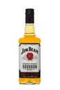 St.Petersburg, Russia - December 2019 - Bottle of Jim Beam bourbon whiskey isolated on white background