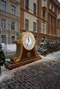 St. Petersburg, Russia, December 16, 2023. A clock measuring time until the New Year at the Christmas market.