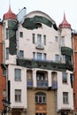 St. Petersburg, Russia, December 2019. Festively decorated Art Nouveau house in the city center.