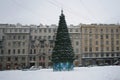 St. Petersburg, Russia, December 16, 2023. New Year tree on the square in the city center.