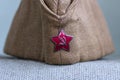 Soviet garrison cap with a red star with a hammer and sickle Royalty Free Stock Photo